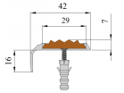 Угол-порог с резиновой вставкой 42*20 мм - МИР ПРОФИЛЯ