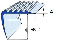 Накладка мягкий ПВХ противоскользящая АК 44, 44*35*2500 мм - МИР ПРОФИЛЯ